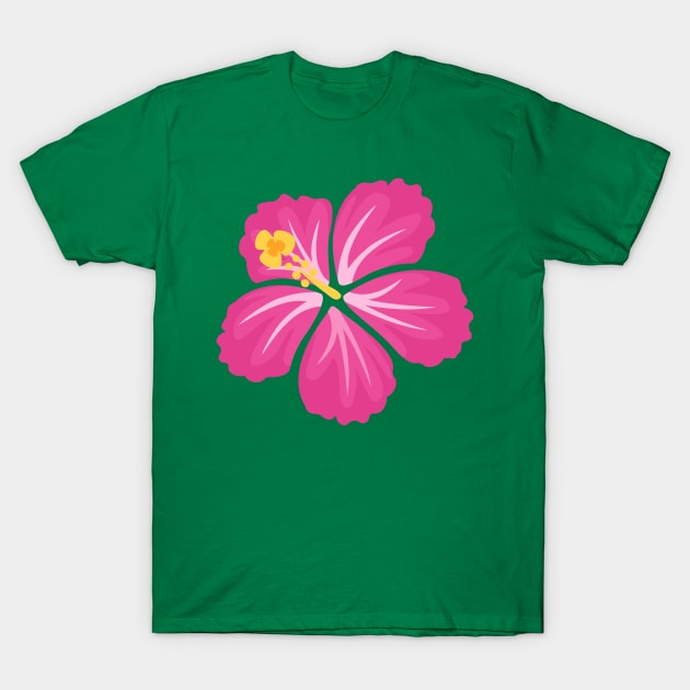 Pink Hand Drawn Hibiscus Flower T-Shirt by RageRabbit